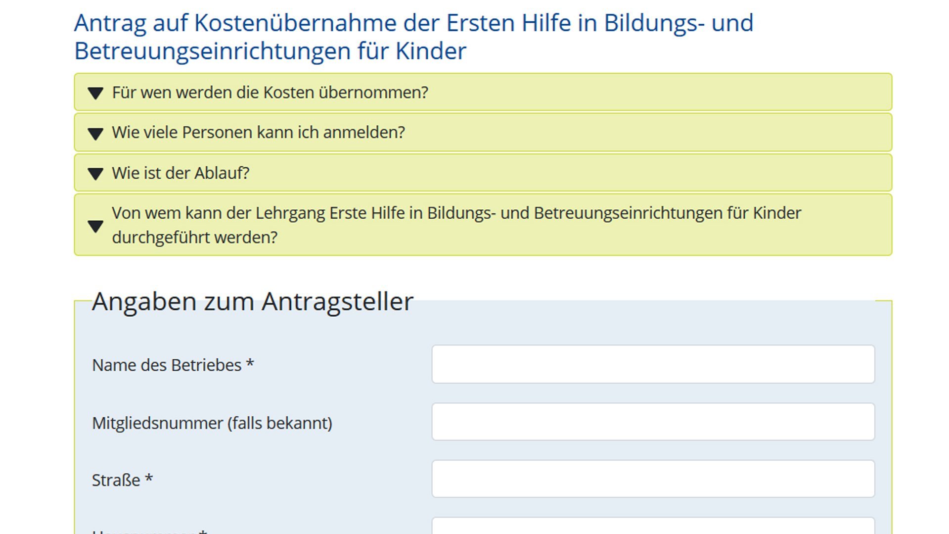 Vorschaubild Erste Hilfe, führt zu den Erste-Hilfe-Anträgen